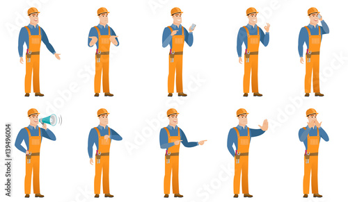 Vector set of builder characters.