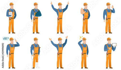 Vector set of builder characters.