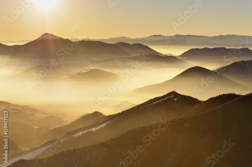 Golden light among the peaks, Mala Fatra, Slovakia, 2017 photo