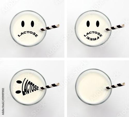 Canvastavla Milch, Glas, Strohhalm - Lactose / Laktose, laktosefrei, lactosefrei, lactosefre