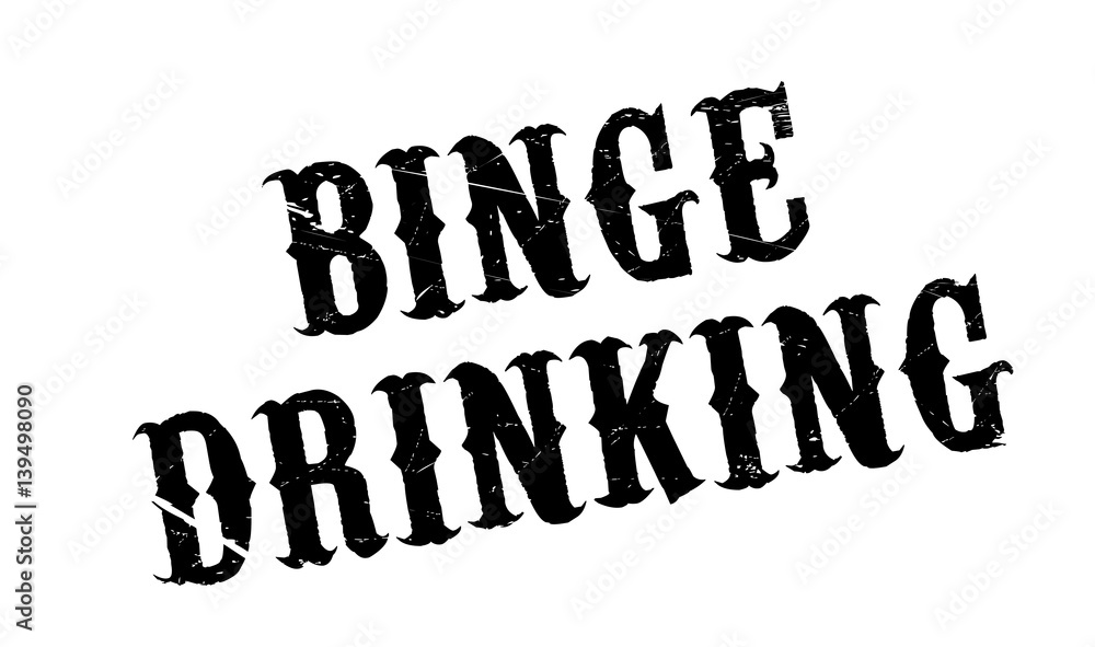 Binge Drinking rubber stamp. Grunge design with dust scratches. Effects can be easily removed for a clean, crisp look. Color is easily changed.
