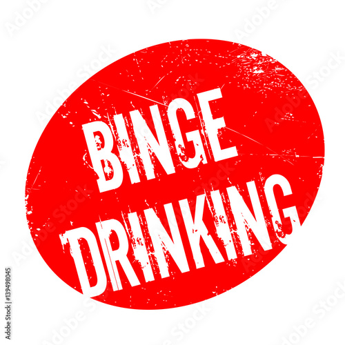 Binge Drinking rubber stamp. Grunge design with dust scratches. Effects can be easily removed for a clean, crisp look. Color is easily changed.