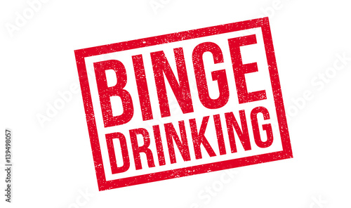 Binge Drinking rubber stamp. Grunge design with dust scratches. Effects can be easily removed for a clean, crisp look. Color is easily changed.