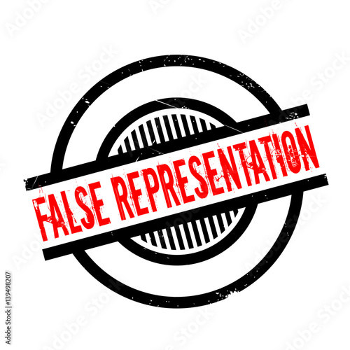 False Representation rubber stamp. Grunge design with dust scratches. Effects can be easily removed for a clean, crisp look. Color is easily changed.