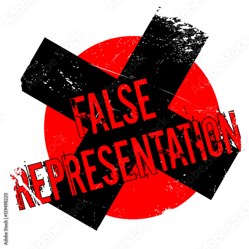 False Representation rubber stamp. Grunge design with dust scratches. Effects can be easily removed for a clean, crisp look. Color is easily changed.