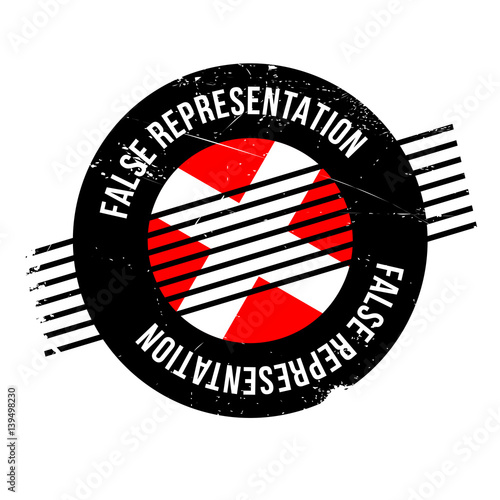 False Representation rubber stamp. Grunge design with dust scratches. Effects can be easily removed for a clean, crisp look. Color is easily changed.