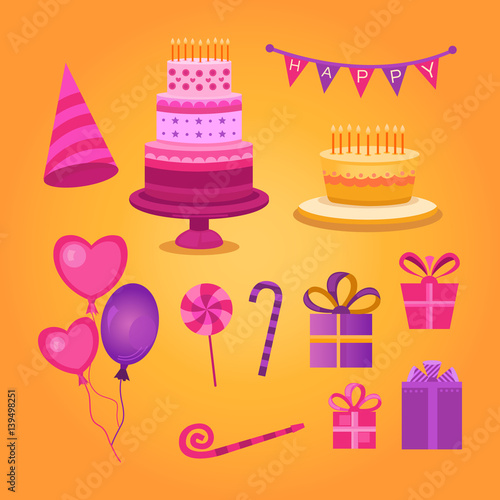 Set of objects Happy Birthday