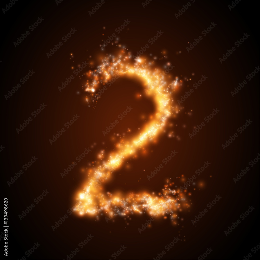 Realistic fire number, isolated. Vector illustration. Realistic fire number, isolated. Vector illustration.