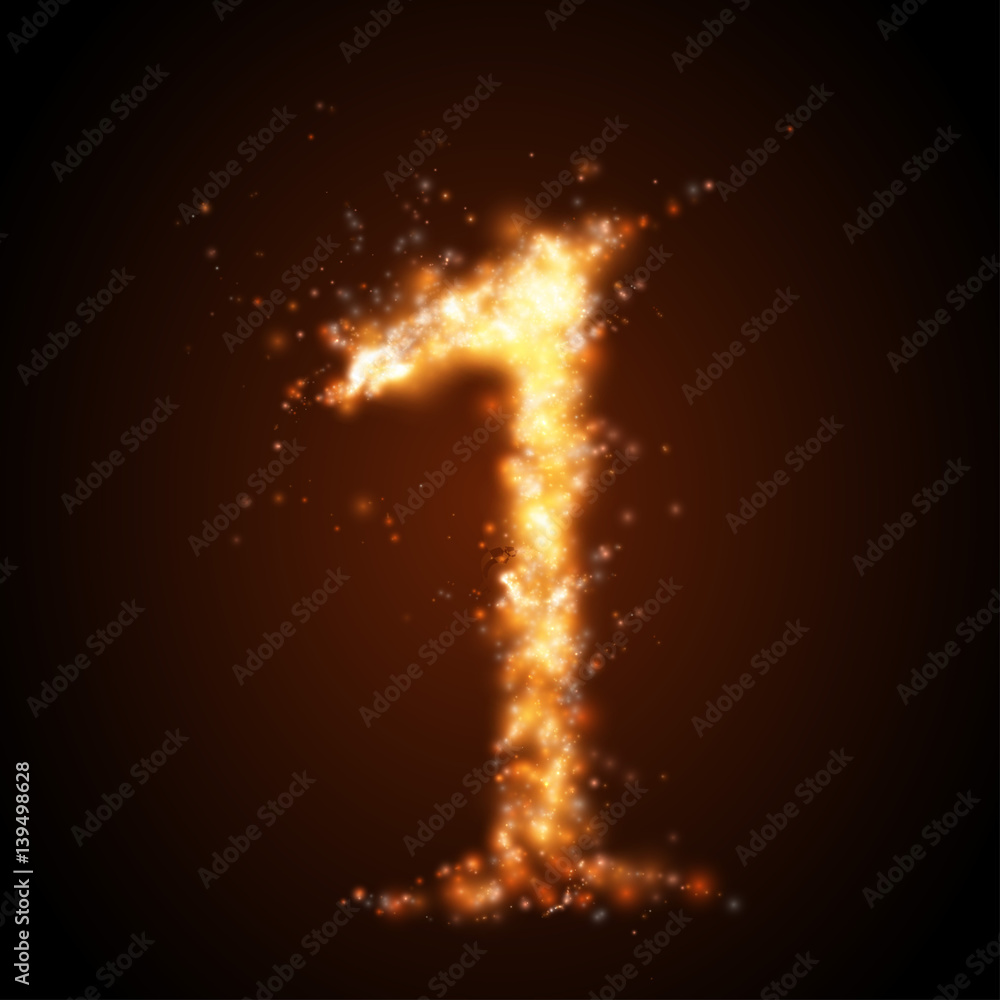 Realistic fire number, isolated. Vector illustration. Realistic fire number, isolated. Vector illustration.