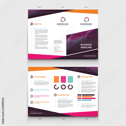 Business trifold brochure with info graphics