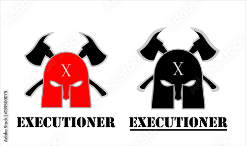 The executioner mask and axe logo.