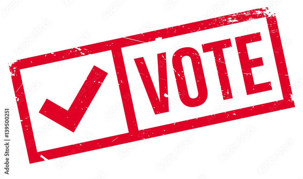Vote rubber stamp. Grunge design with dust scratches. Effects can be easily removed for a clean, crisp look. Color is easily changed.