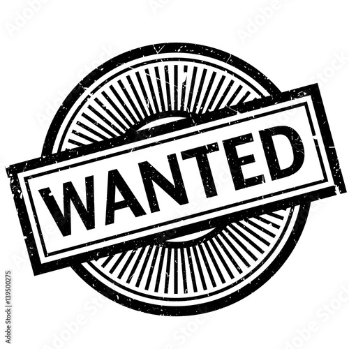 Wanted rubber stamp. Grunge design with dust scratches. Effects can be easily removed for a clean, crisp look. Color is easily changed.