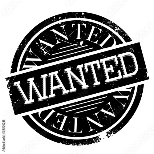 Wanted rubber stamp. Grunge design with dust scratches. Effects can be easily removed for a clean, crisp look. Color is easily changed.