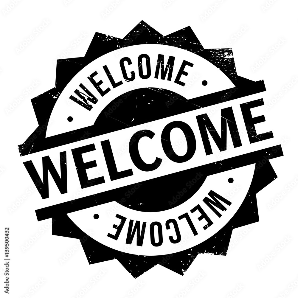 Welcome rubber stamp. Grunge design with dust scratches. Effects can be easily removed for a clean, crisp look. Color is easily changed. Welcome rubber stamp. Grunge design with dust scratches. Effects can be easily removed for a clean, crisp look. Color is easily changed.