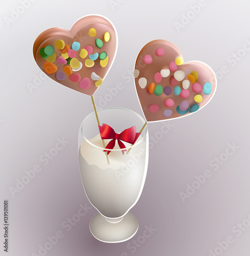 Two Sweet Hearts in The Vase - those two hearts are literally swee, because there are candies on both hearts, and red bow like for present.