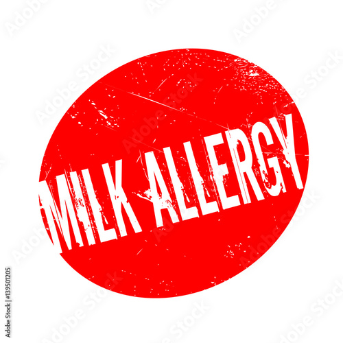 Milk Allergy rubber stamp. Grunge design with dust scratches. Effects can be easily removed for a clean, crisp look. Color is easily changed.