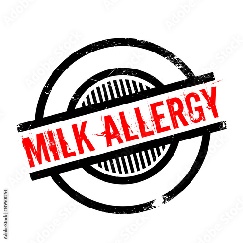 Milk Allergy rubber stamp. Grunge design with dust scratches. Effects can be easily removed for a clean, crisp look. Color is easily changed.