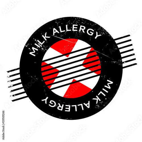 Milk Allergy rubber stamp. Grunge design with dust scratches. Effects can be easily removed for a clean, crisp look. Color is easily changed.