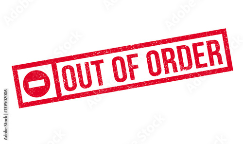 Out Of Order rubber stamp. Grunge design with dust scratches. Effects can be easily removed for a clean, crisp look. Color is easily changed.