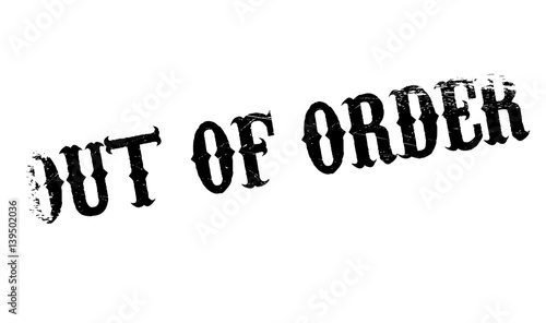 Out Of Order rubber stamp. Grunge design with dust scratches. Effects can be easily removed for a clean, crisp look. Color is easily changed.