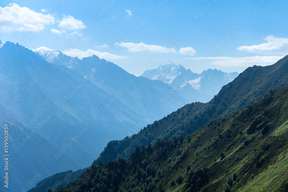 Fantastic views of the mountains. Mountains background.  Caucasus