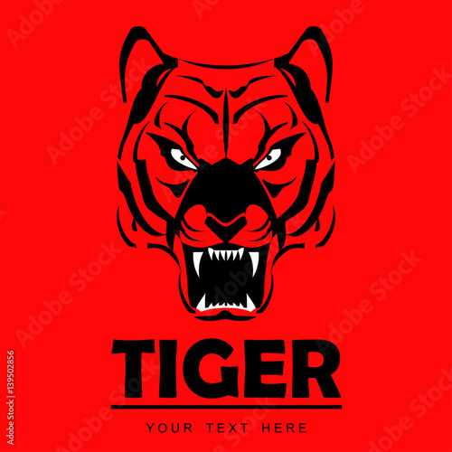 Fototapeta Naklejka Na Ścianę i Meble -  tiger, tiger head on red
