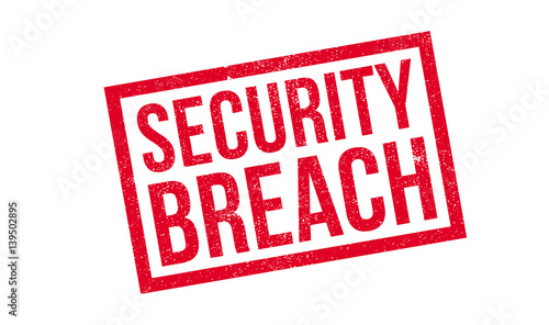Security Breach rubber stamp. Grunge design with dust scratches. Effects can be easily removed for a clean, crisp look. Color is easily changed.