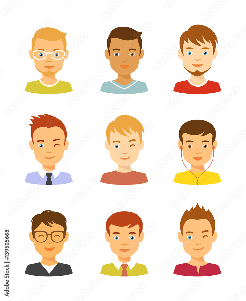 Man avatar vector icons set male avatars Man avatar vector icons set male avatars