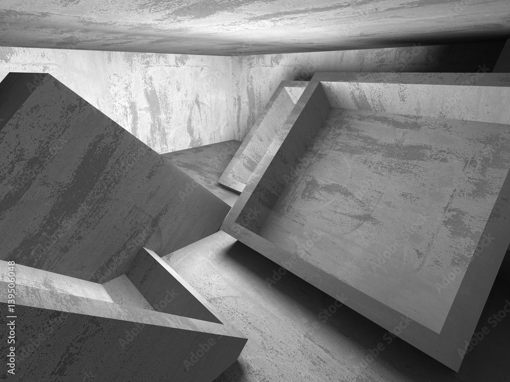 Dark basement empty room interior. Concrete walls Dark basement empty room interior. Concrete walls