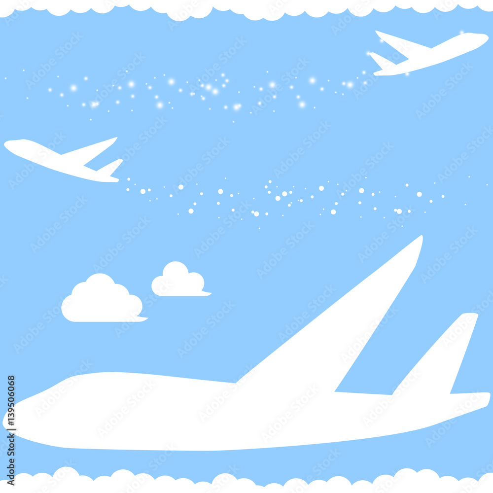 キラキラ飛行機雲　シルエット