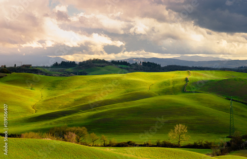 Scenic view of a tuscany countryside near Siena, Italy © Overburn