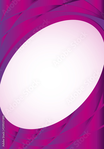 Abstract violet background with waves and a white oval in the middle to place texts. Size A4 - 21cm x 30cm - Vector image photo