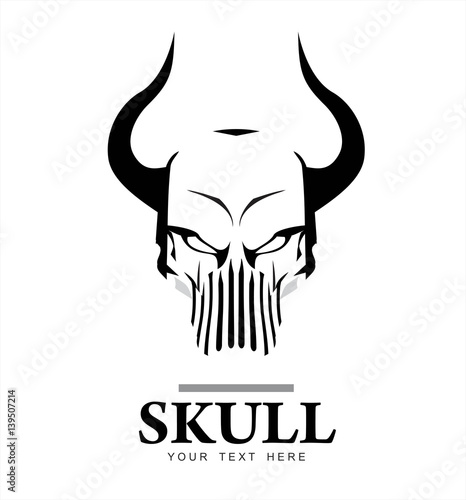skull with the horn, in black and white