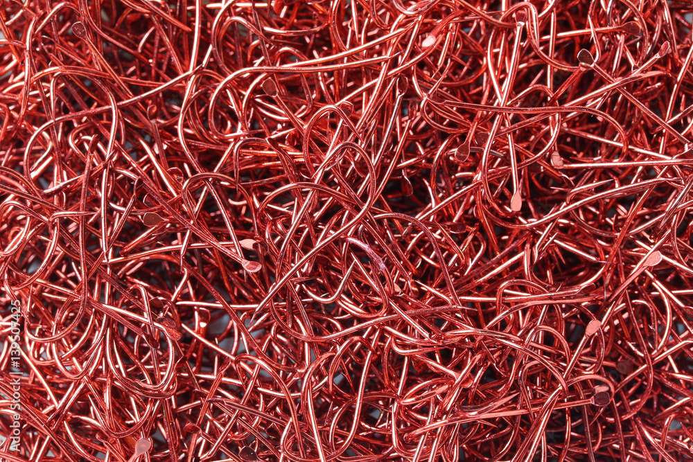 Fototapeta premium Pile of red Fish Hook.