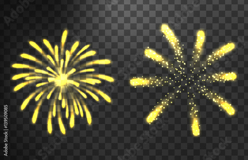 Firework different shapes colorful festive vector.