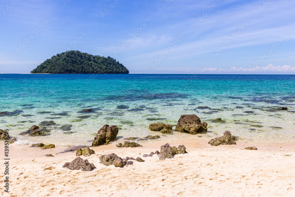 Blue water and the beach at lipe island south of Thailand