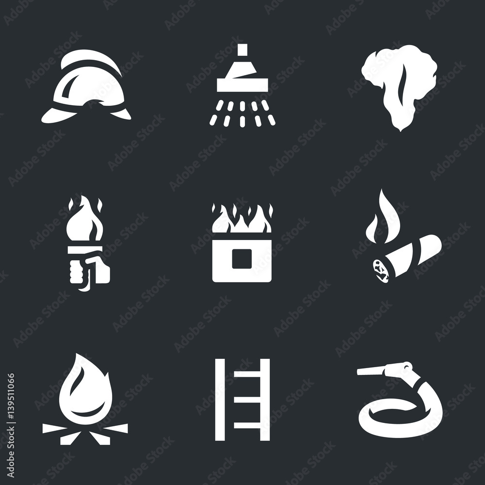 Vector Set of Fire Department Icons.