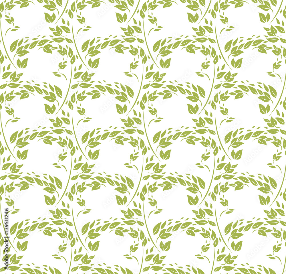 Fototapeta premium Foliage seamless pattern. Cells from branches and leaves.