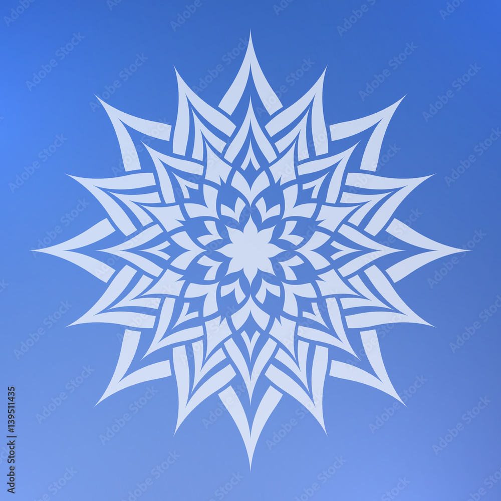 Abstract decorative element on a blue background. Star. Abstract decorative element on a blue background. Star.