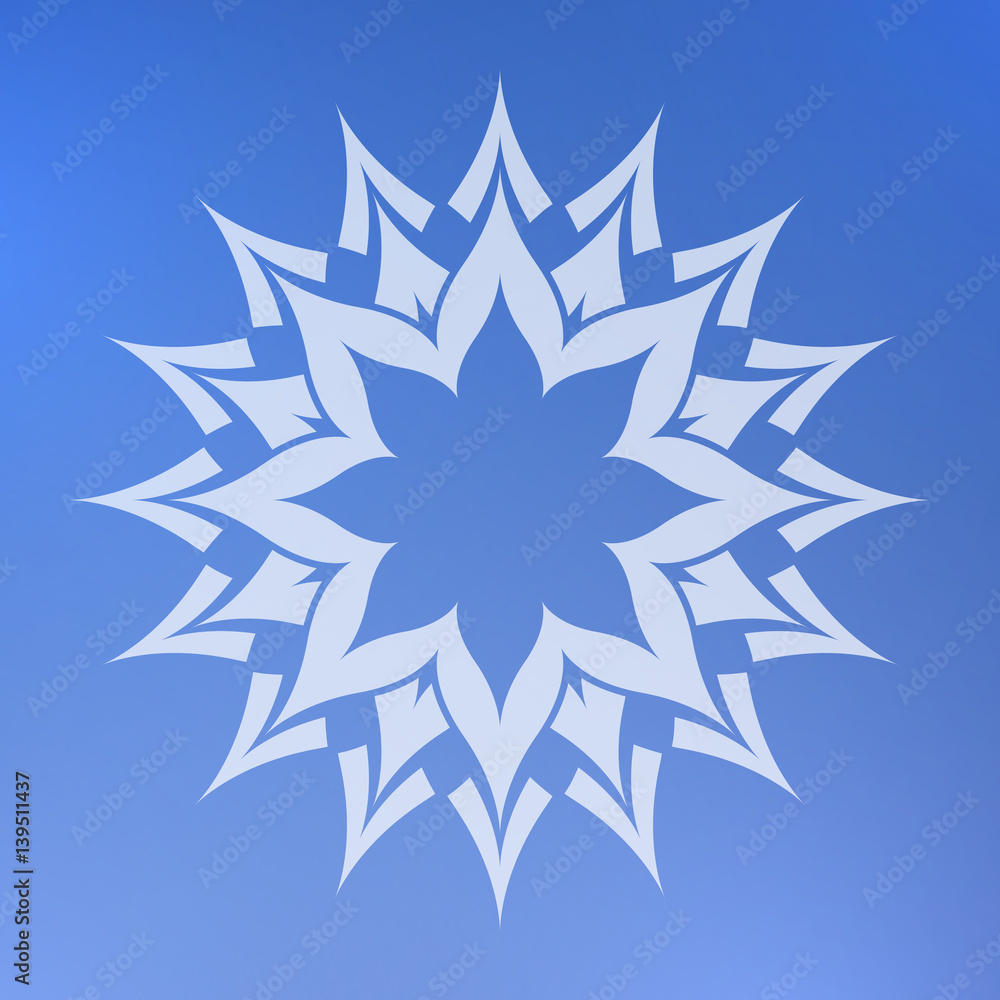 Abstract decorative element on a blue background. Star. Abstract decorative element on a blue background. Star.