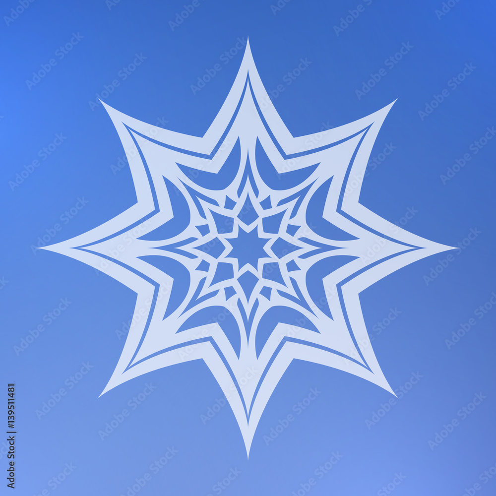 Abstract decorative element on a blue background. Star. Abstract decorative element on a blue background. Star.