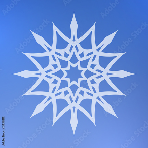 Abstract decorative element on a blue background. Star.
