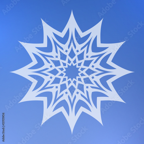 Abstract decorative element on a blue background. Star.