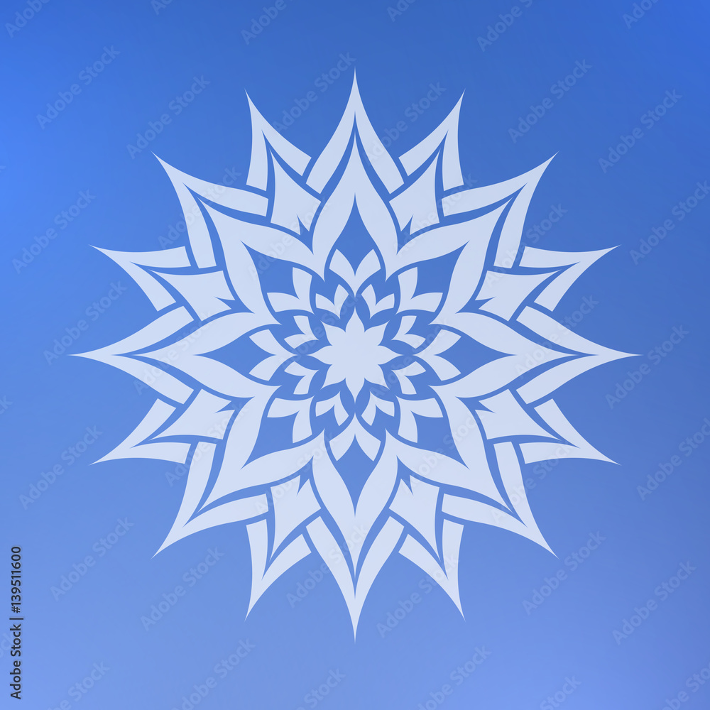 Abstract decorative element on a blue background. Star. Abstract decorative element on a blue background. Star.