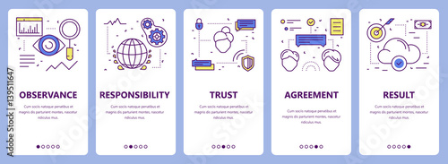 Vector set of thin line flat design commitment concept banners