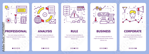 Vector set of thin line flat design criteria concept banners