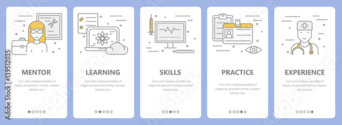 Vector set of thin line flat design internship concept banners