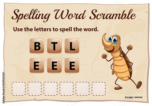 Spelling word scramble game with word beetle
