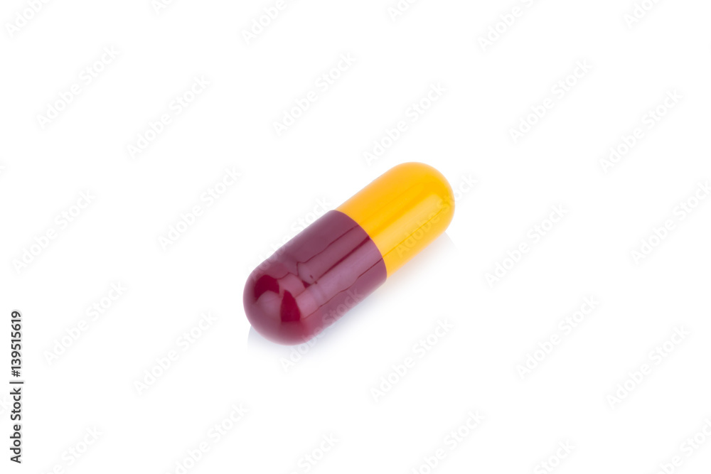 capsule color Red and Yellow isolated on white background capsule color Red and Yellow isolated on white background